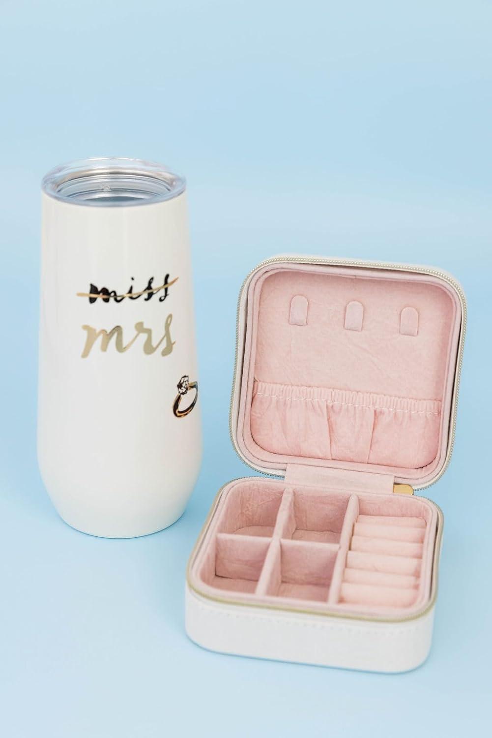 imagekate spade new york 10oz Stemless Champagne Flute Small Stainless Steel Tumbler with Lid Double Wall Insulated Metal Cup Miss to Mrs