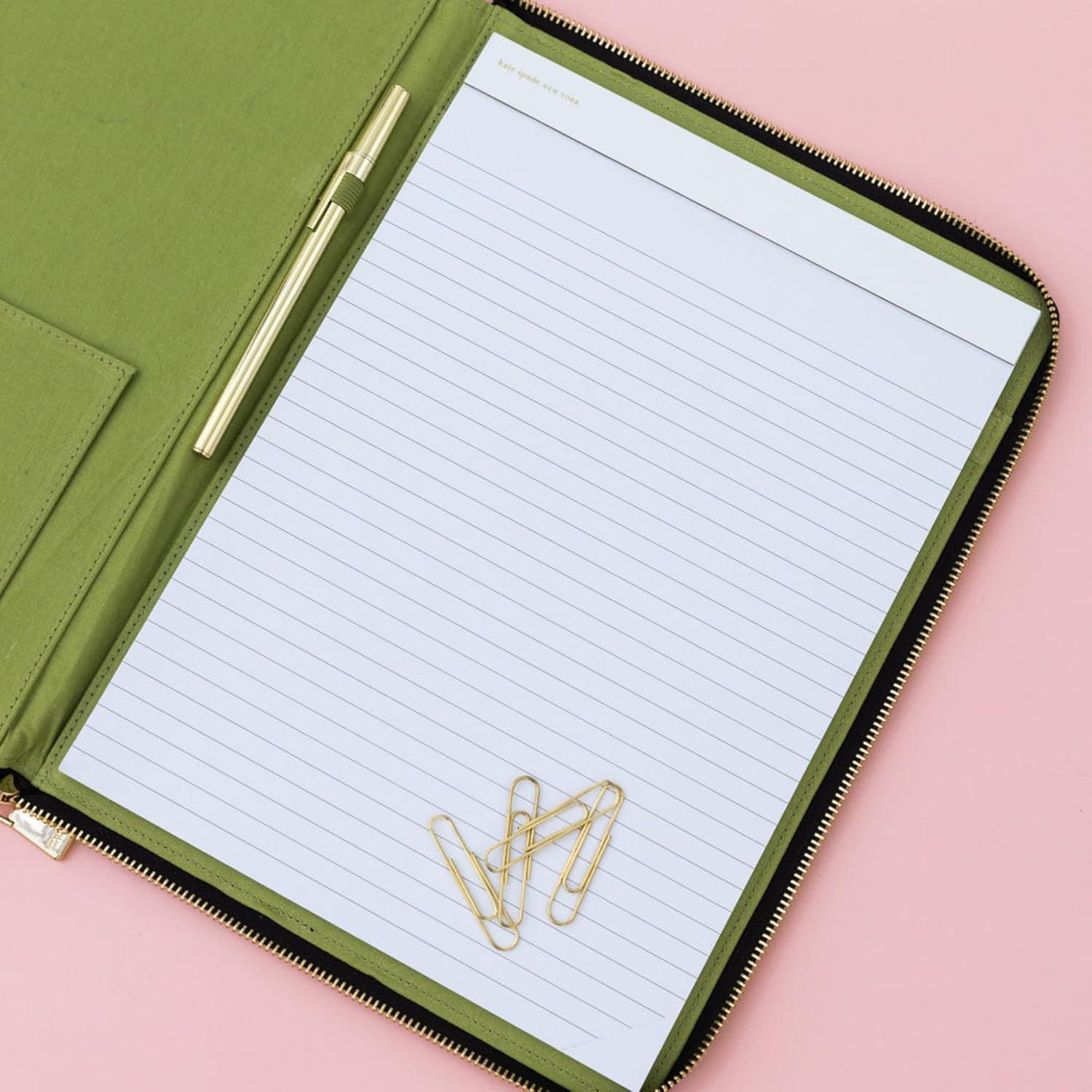 imagekate spade new york 1325quot x 950quot Faux Leather Notepad Zip Folio with Interior Pocket Zipper Close and Pen Loop Painterly Blooms