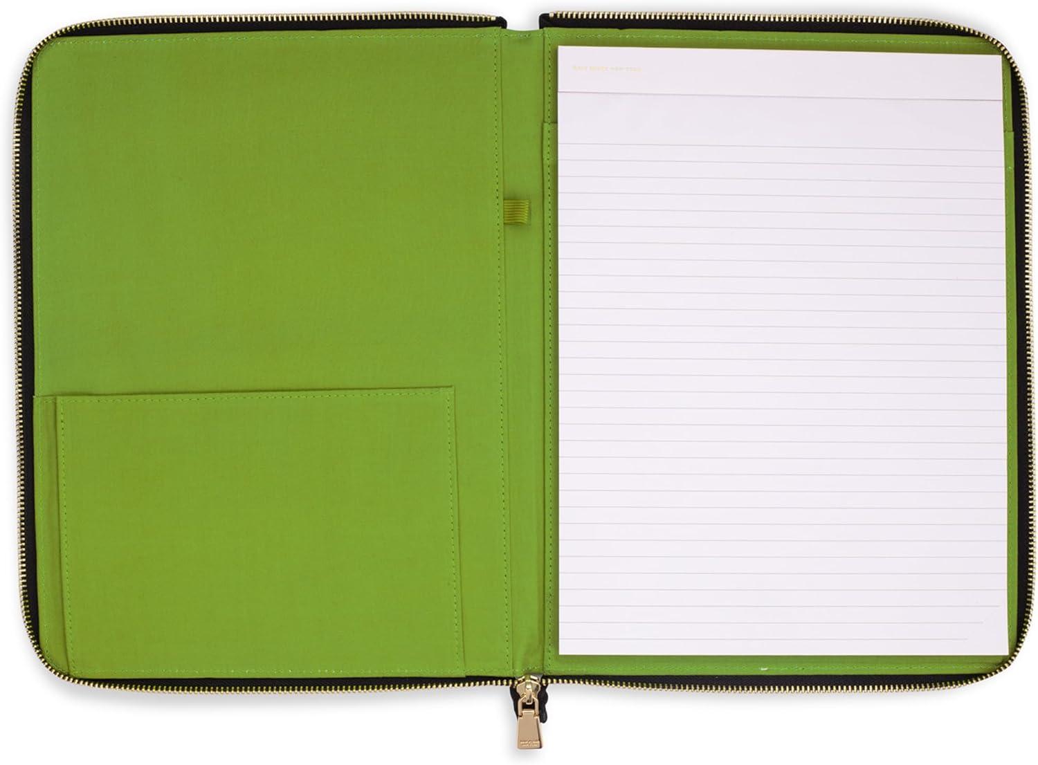 imagekate spade new york 1325quot x 950quot Faux Leather Notepad Zip Folio with Interior Pocket Zipper Close and Pen Loop Painterly Blooms