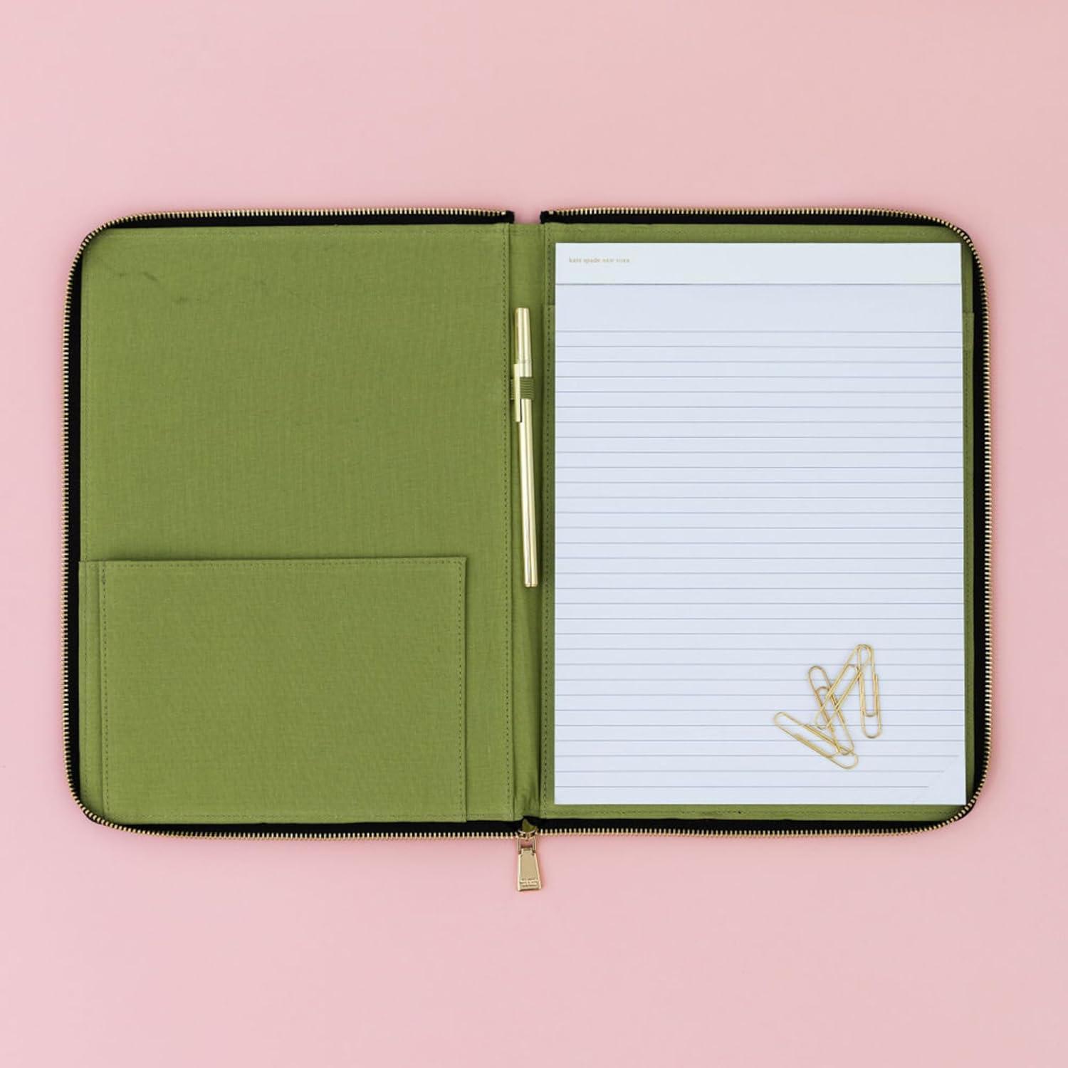 imagekate spade new york 1325quot x 950quot Faux Leather Notepad Zip Folio with Interior Pocket Zipper Close and Pen Loop Painterly Blooms