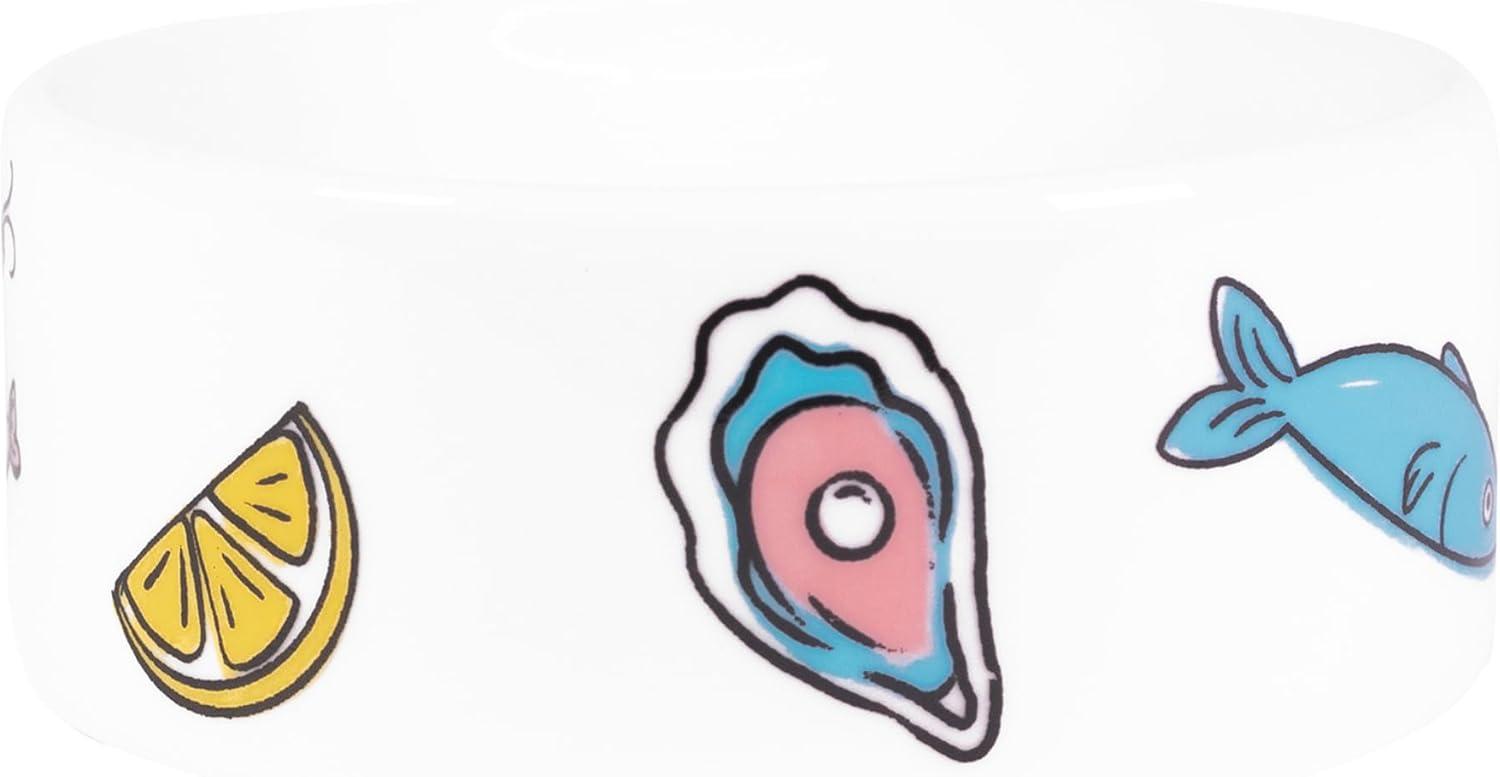 imagekate spade new york Cat Bowl Durable Ceramic Pet Bowl for Food and Water Seafood Toss