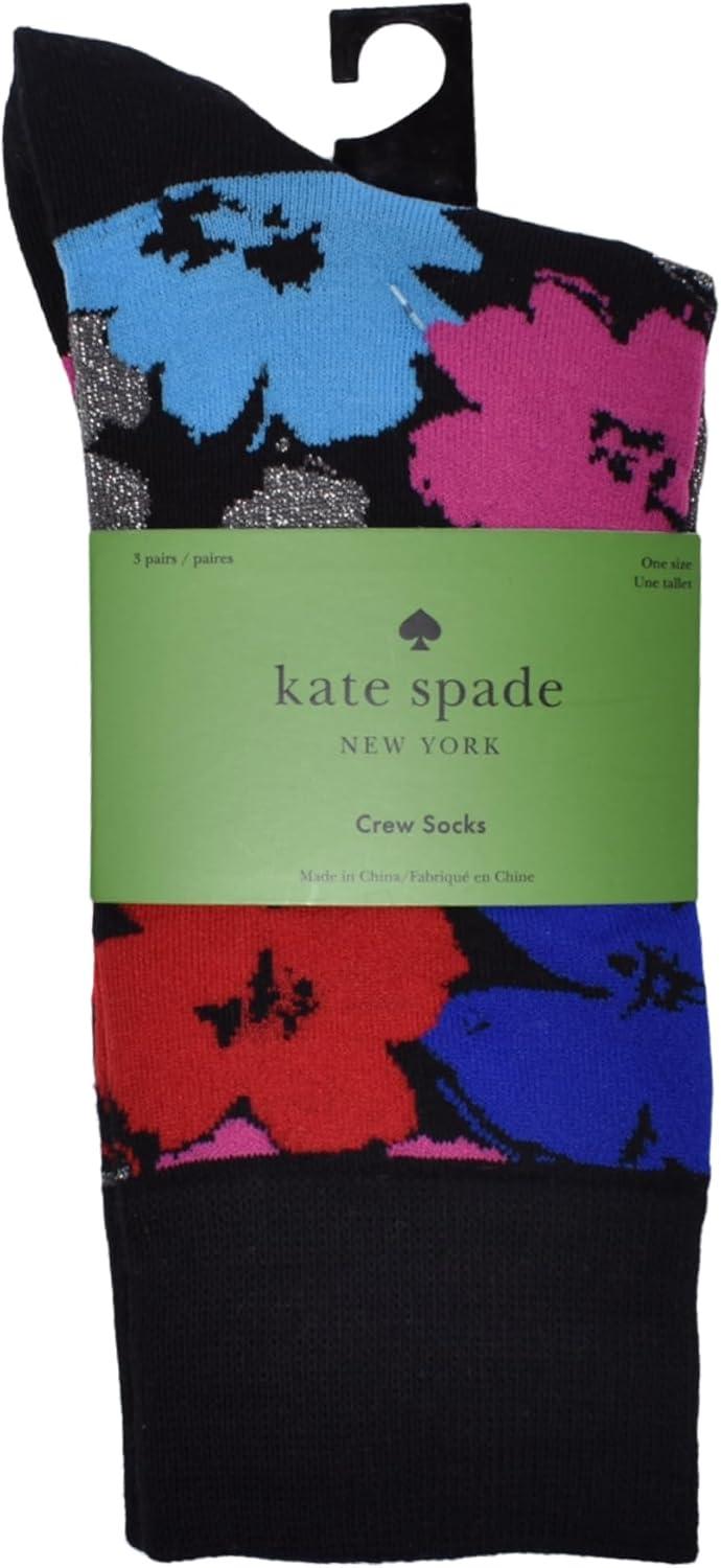 imagekate spade new york Womens 3Pack Painterly Floral Crew Socks Soft ampamp Comfortable