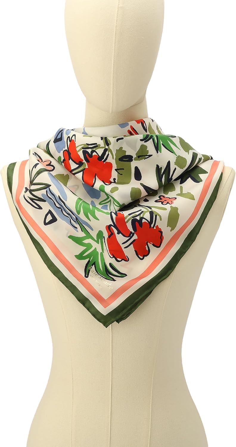 imagekate spade new york Womens Coastal Scene Silk Square Scarf Stylish ampamp Lightweight Fashion Accessory