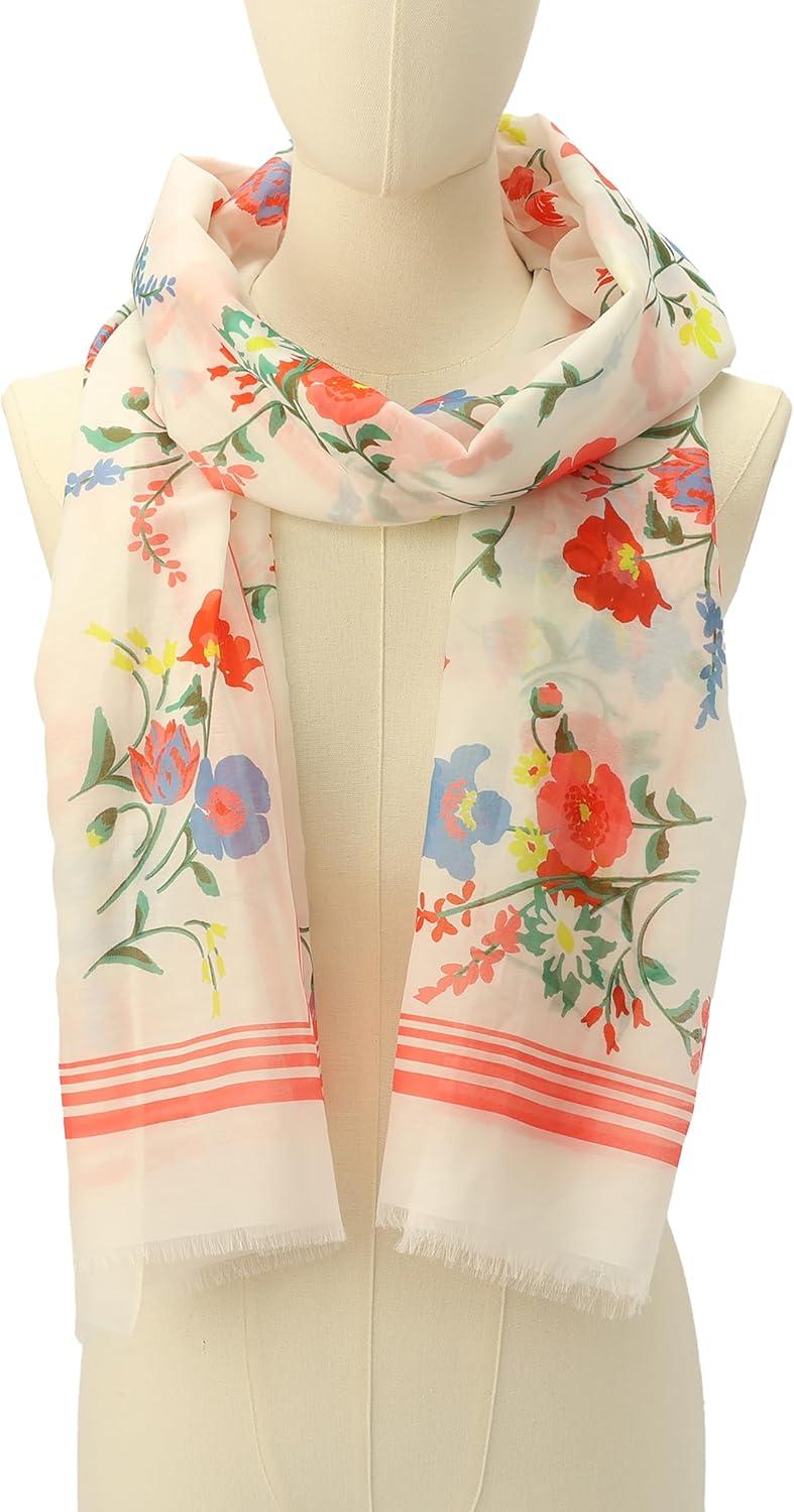 imagekate spade new york Womens Whimsical Garden Oblong Scarf Stylish ampamp Lightweight Fashion Accessory