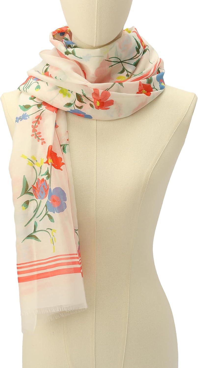 imagekate spade new york Womens Whimsical Garden Oblong Scarf Stylish ampamp Lightweight Fashion Accessory