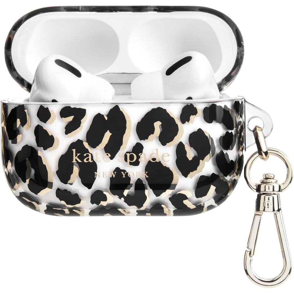 imageKate Spade New York AirPods Pro Protective Case with Keychain Ring Multi Floral Rose Compatible with AirPods Pro 2nd 1st GenerationCity Leopard