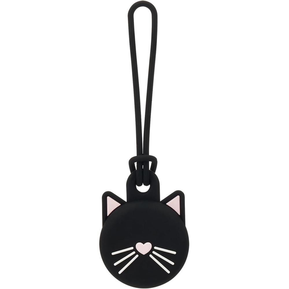 imageKate Spade New York AirTag Holder with Gold Ring Clip Protective Case for Apple AirTag City LeopardBlack Cat