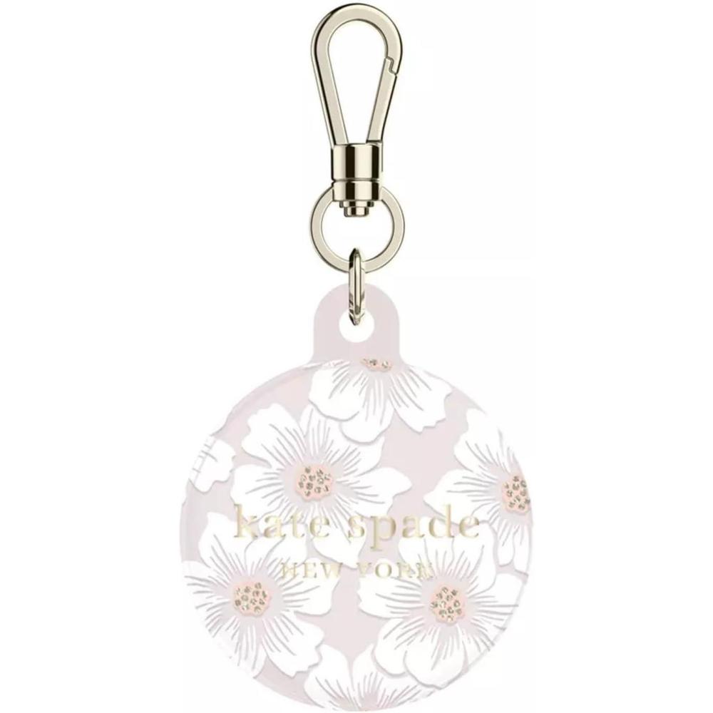 imageKate Spade New York AirTag Holder with Gold Ring Clip  Protective Case for Apple AirTag  City LeopardHollyhock Cream