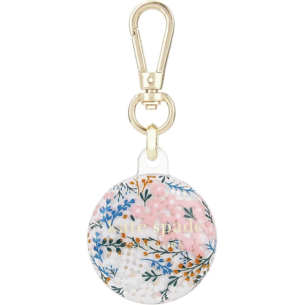 imageKate Spade New York AirTag Holder with Gold Ring Clip  Protective Case for Apple AirTag  City LeopardMulti Floral RosePacific Green