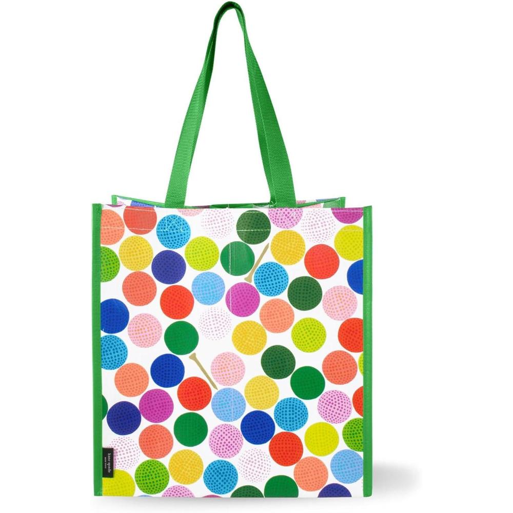 imageKate Spade New York Reusable Shopping Bag Grocery Tote with Shoulder Straps Large Collapsible ToteMini Golf