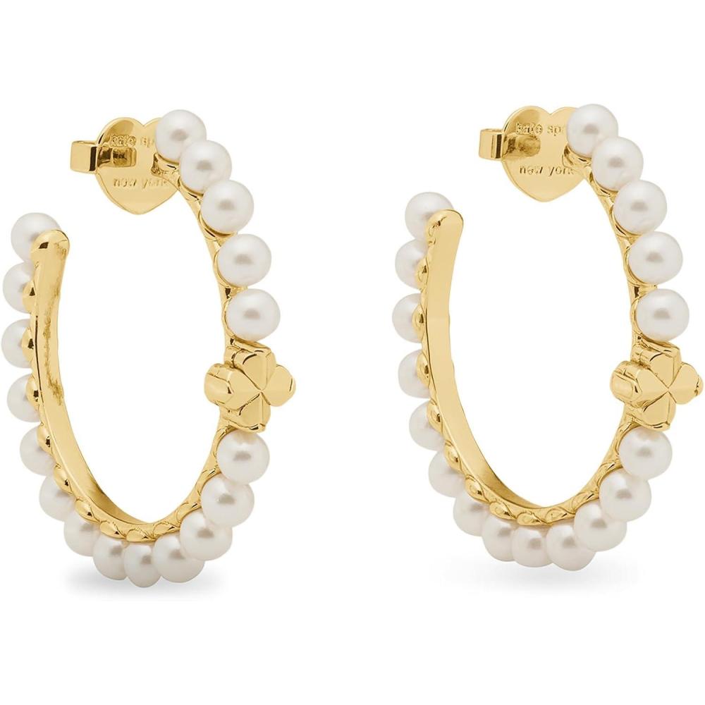 imageKate Spade New York Spade Flower Pearl Hoops White Gold Freshwater Pearl Cubic Zirconia 1375 Inch