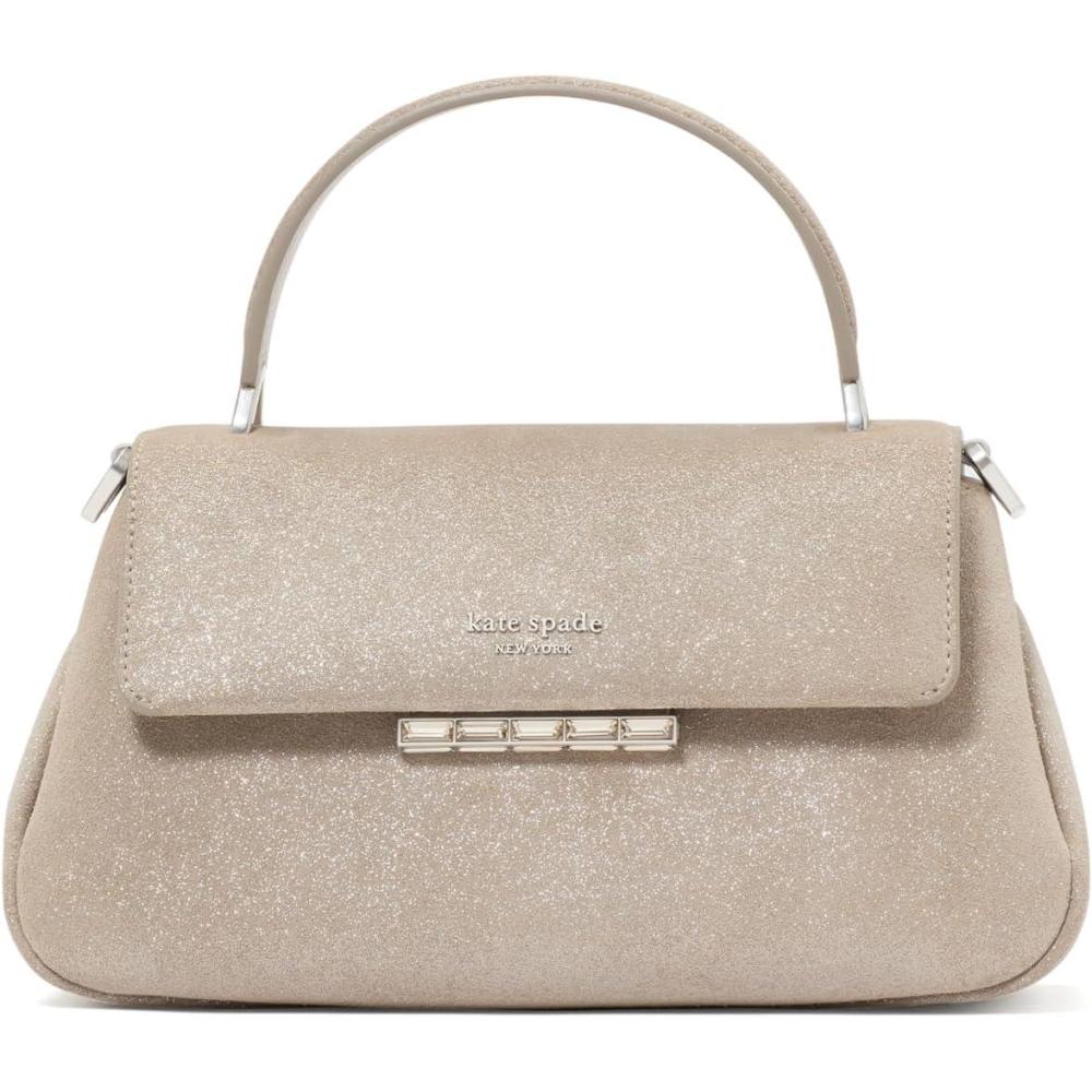 imageKate Spade New York Womens Grace Fine Leather Small Top Handle BagGlitter Suede Silver