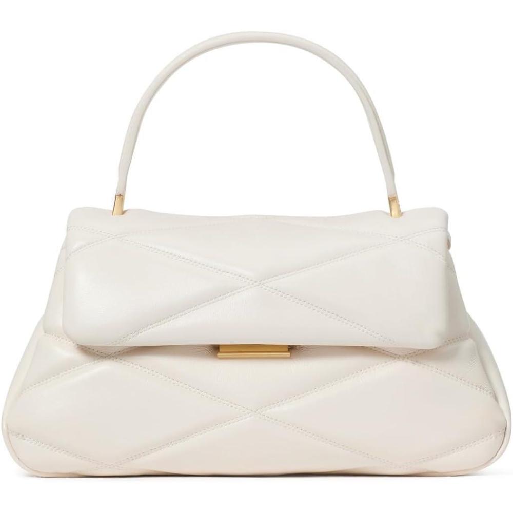 imageKate Spade New York Womens Grace Fine Leather Small Top Handle BagQuilted Cream
