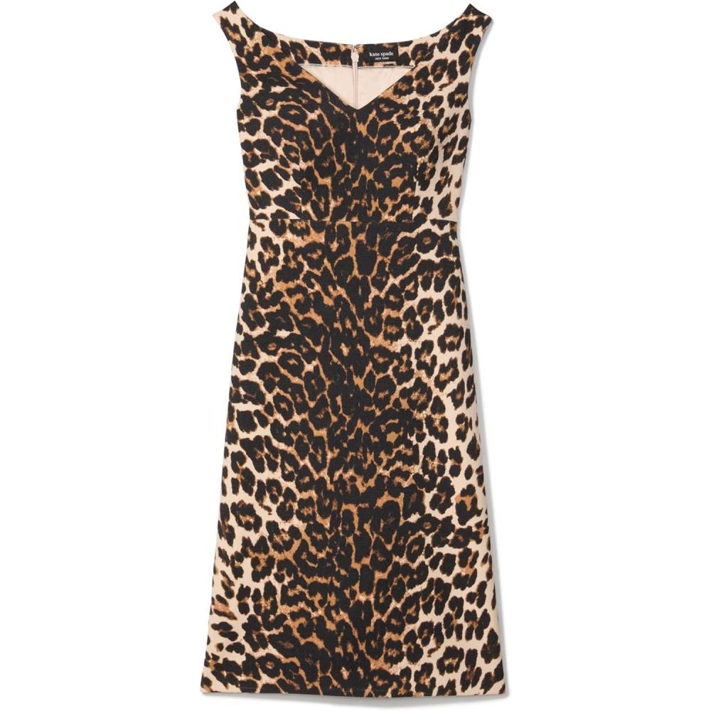 imageKate Spade New York Womens Leopard VNeck Midi DressMilk Glass