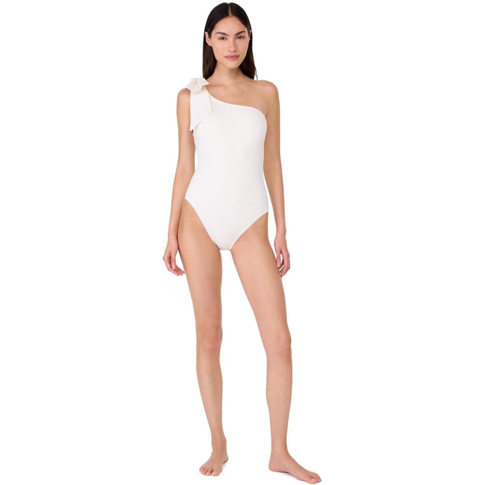 imageKate Spade New York Womens Solid Bow Shoulder One PieceIvory