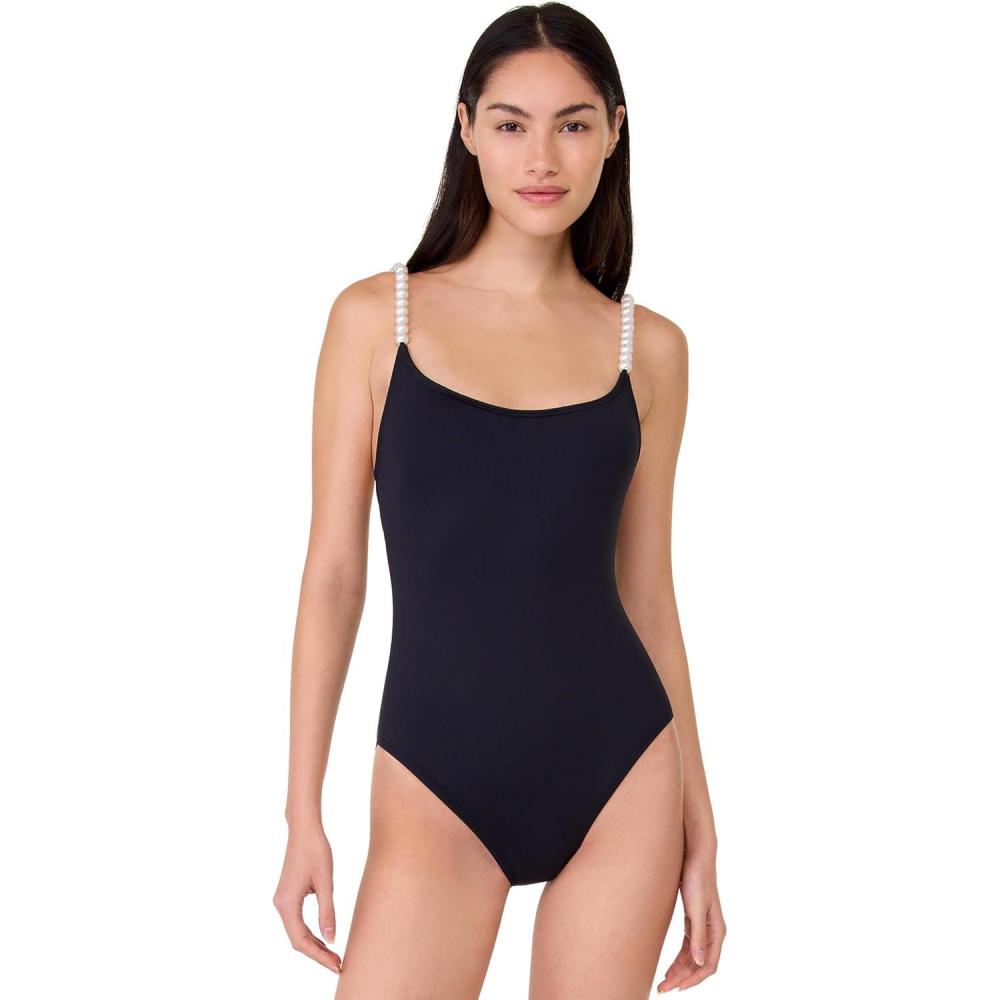 imageKate Spade New York Womens String of Pearls One Piece SwimsuitBlack