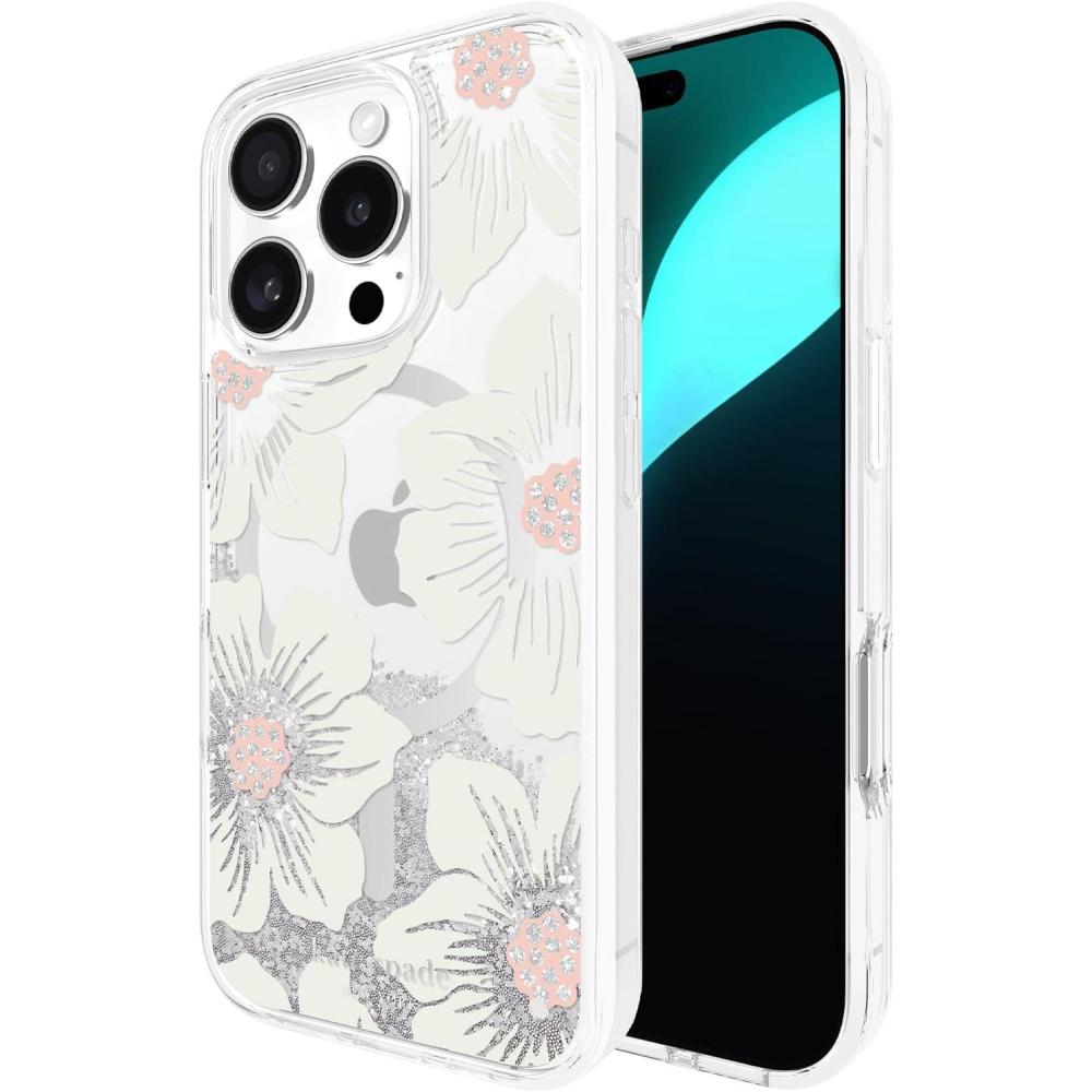 imageKate Spade New York iPhone 16 Pro Case  Compatible with MagSafe  Designer Phone Case  Liquid Glitter Hollyhock