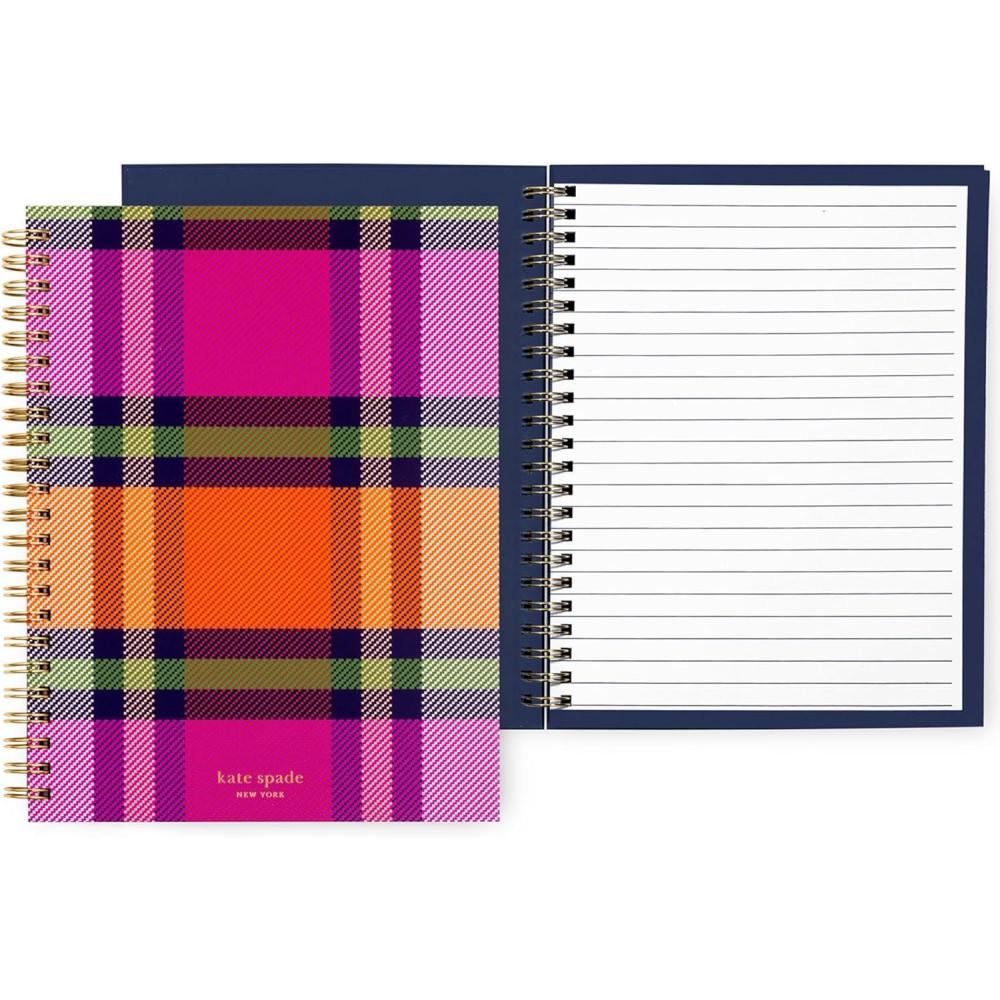 imagekate spade new york Colorful Mini Spiral Notebook 825quot x 675quot Journal Notebook with 112 Lined Pages Grand Plaid Duo