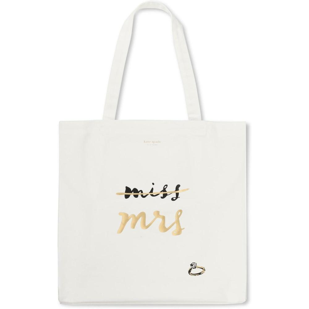 imagekate spade new york Cute Canvas Tote Bag for Women Canvas Beach Bag Bridal Book Tote with Pocket Miss to Mrs