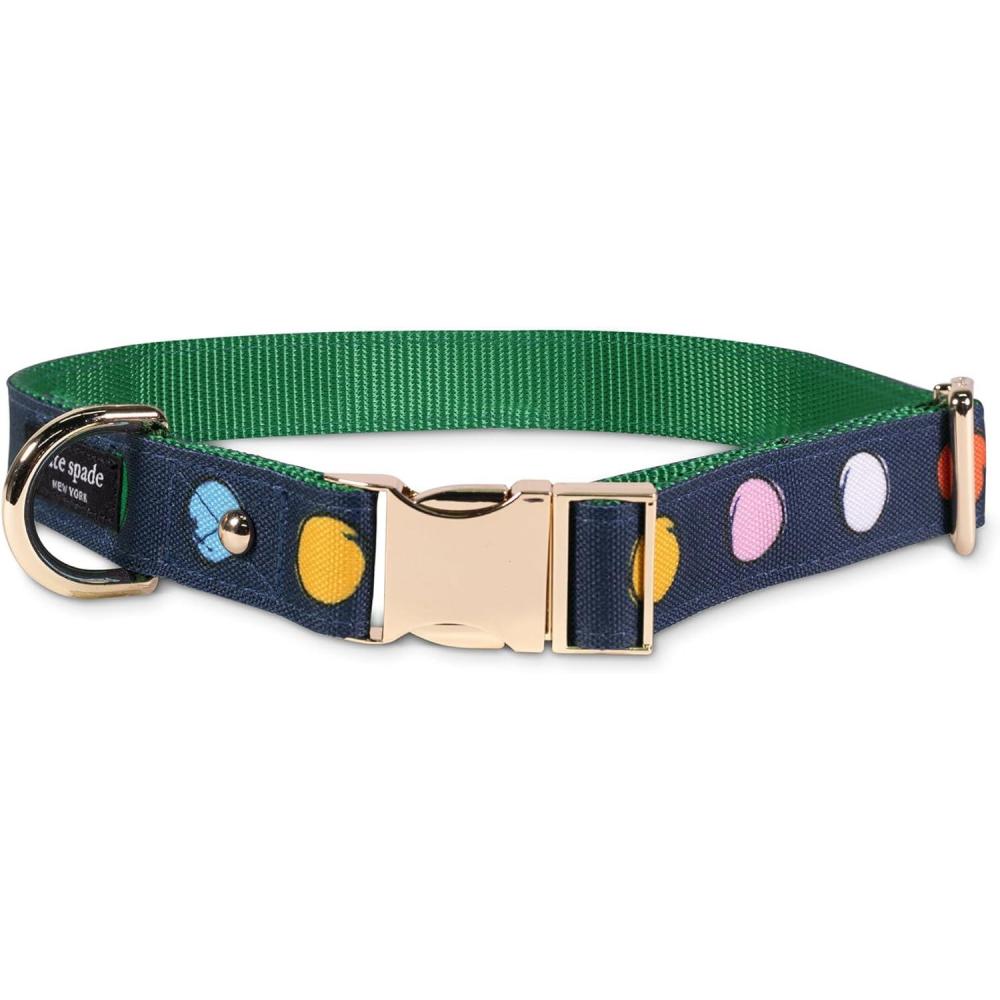 imagekate spade new york Cute Dog Collar with Gold Metal Details ampamp Plastic Buckle 15quot to 22quot Adjustable Dog Collar for Female or Male Dogs MediumLarge Watercolor Dot