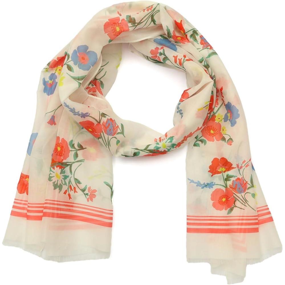 imagekate spade new york Womens Whimsical Garden Oblong Scarf Stylish ampamp Lightweight Fashion Accessory