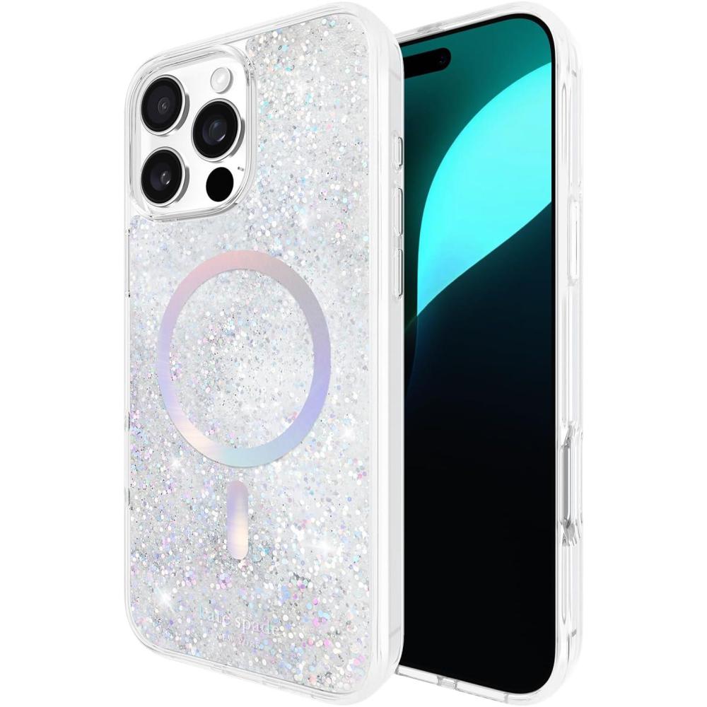 imagekate spade new york iPhone 16 Pro Max Case Compatible with MagSafe Designer Phone Case Crystal Pave NightfallLiquid Glitter Iridescent