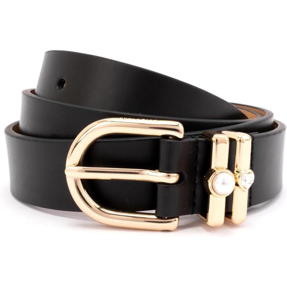 imagekate spade new york womens 1 Inch Belt With Pearl ampamp Heart Keppers Leather Accessory Adjustable SizingBlack