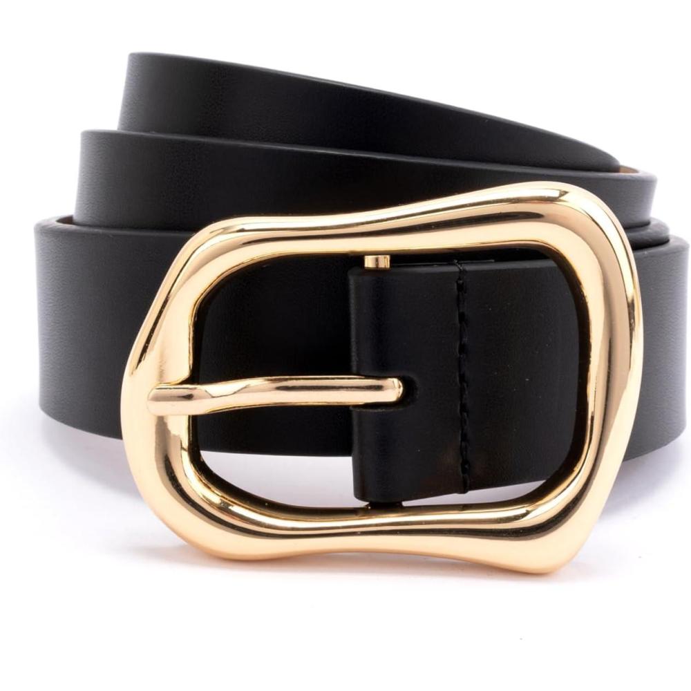 imagekate spade new york womens 120 Inch Belt With Molten Metal Buckle Leather Accessory Adjustable SizingBlack