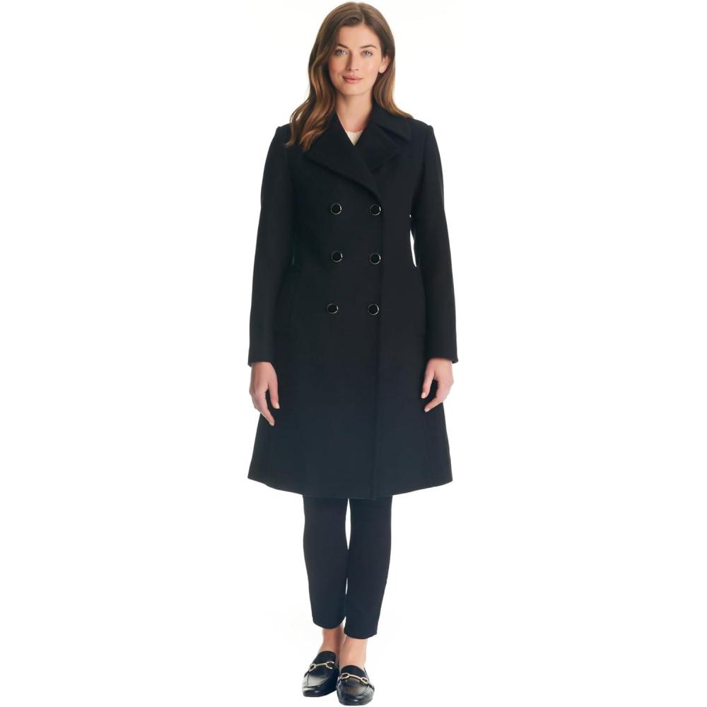 imagekate spade new york womens Doublebreasted Long Wool CoatBlack