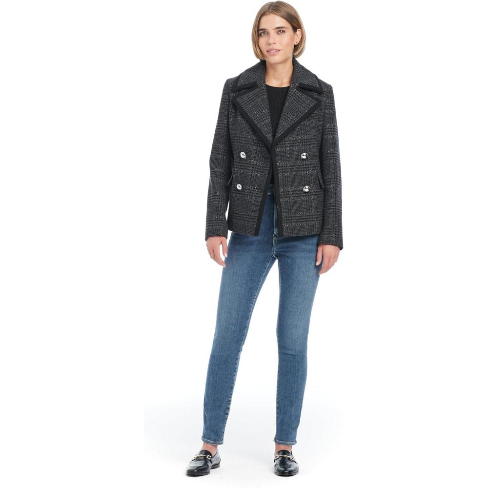 imagekate spade new york womens Doublebreasted Sparkle Plaid Blazer JacketGrey