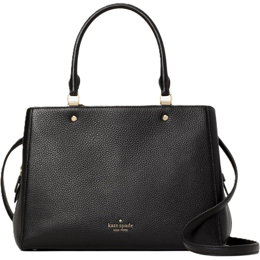 imagekate spade new york womens Leila Pebbled Leather Medium Triple Compartment SatchelBlack