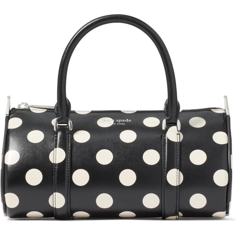imagekate spade new york womens Spade Icon Fine Grain Leather Small Barrel BagPolka Dot Black Multi