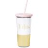 imagekate spade new york GoldBlush Pink Bridal Insulated Tumbler with Reusable Straw 20 Ounce Travel Cup I Do Gold