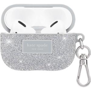 Kate Spade New York AirPods Pro Protective Case with Keychain Ring – Multi Floral Rose, Compatible with AirPods Pro 2nd / 1st Generation(Crystal Pave Silver)