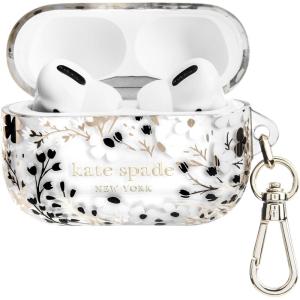 Kate Spade New York AirPods Pro Protective Case with Keychain Ring – Multi Floral Rose, Compatible with AirPods Pro 2nd / 1st Generation(Multi Floral Black and White)
