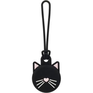 Kate Spade New York AirTag Holder with Gold Ring Clip – Protective Case for Apple AirTag – City Leopard(Black Cat)