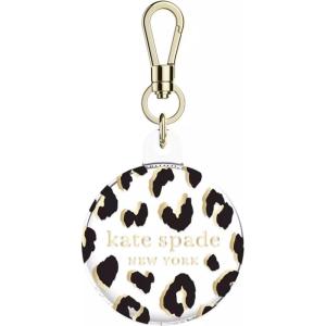 Kate Spade New York AirTag Holder with Gold Ring Clip – Protective Case for Apple AirTag – City Leopard(City Leopard)