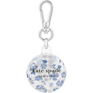 Kate Spade New York AirTag Holder with Gold Ring Clip – Protective Case for Apple AirTag – City Leopard(Flowerbed Blue)
