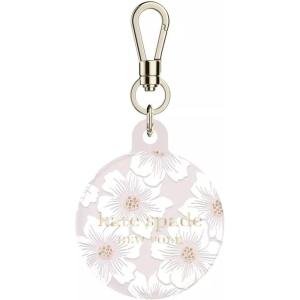 Kate Spade New York AirTag Holder with Gold Ring Clip – Protective Case for Apple AirTag – City Leopard(Hollyhock Cream)