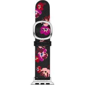 Kate Spade New York Designer Interchangeable Leather or Nylon Band Compatible with Your 38/40/41mm and/or 42/44/45/49mm Apple Watch Series 9/8/7/6/5/4/3/2/1/SE and/or Ultra Series 1-2(Black/Pink Floral)