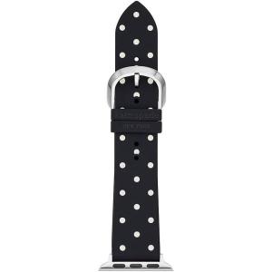 Kate Spade New York Designer Interchangeable Leather or Nylon Band Compatible with Your 38/40/41mm and/or 42/44/45/49mm Apple Watch Series 9/8/7/6/5/4/3/2/1/SE and/or Ultra Series 1-2(Black Polka Dot)