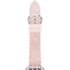 Kate Spade New York Designer Interchangeable Leather or Nylon Band Compatible with Your 38/40/41mm and/or 42/44/45/49mm Apple Watch Series 9/8/7/6/5/4/3/2/1/SE and/or Ultra Series 1-2(Pink Glitter)