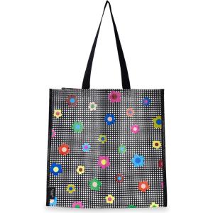 Kate Spade New York Reusable Shopping Bag, Grocery Tote with Shoulder Straps, Large Collapsible Tote(Gingham Garden)
