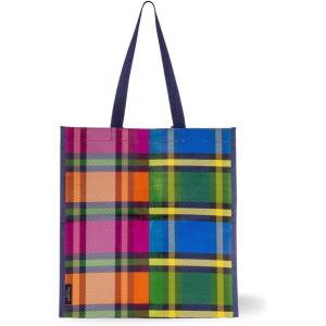 Kate Spade New York Reusable Shopping Bag, Grocery Tote with Shoulder Straps, Large Collapsible Tote(Grand Plaid Duo)