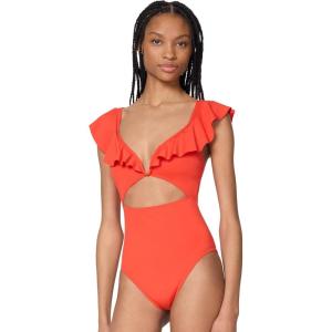 Kate Spade New York Womens Ruffle Vwire One Pc(Goji Berry)