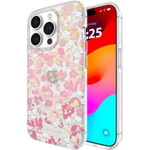Kate Spade New York iPhone 15 Pro Case, Compatible with MagSafe – Wavy Iridescent(Flowerbed Pink Ombre)