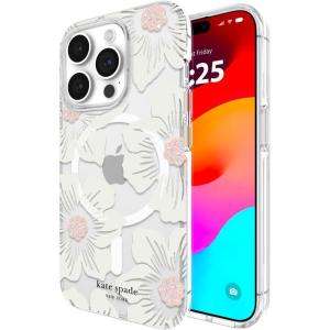 Kate Spade New York iPhone 15 Pro Case, Compatible with MagSafe – Wavy Iridescent(Hollyhock Cream)