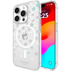 Kate Spade New York iPhone 15 Pro Case, Compatible with MagSafe – Wavy Iridescent(Scattered Flowers)