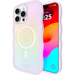 Kate Spade New York iPhone 15 Pro Max Case, Compatible with MagSafe – Flowerbed Pink Ombre(Wavy Iridescent)