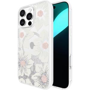 Kate Spade New York iPhone 16 Pro Max Case – Compatible with MagSafe – Designer Phone Case – Liquid Glitter Hollyhock